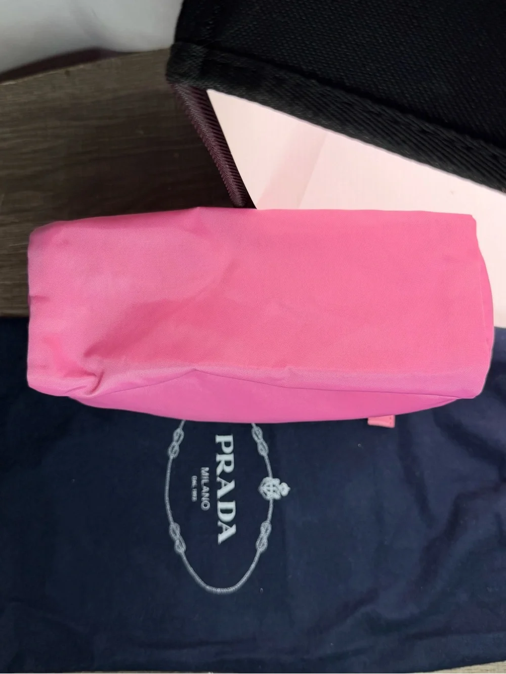 Prada Hot Pink Nylon Cosmetic Pouch with Triangle Logo